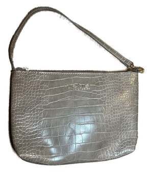 Bebe Los Angeles Gray Faux Croc Wristlet Clutch